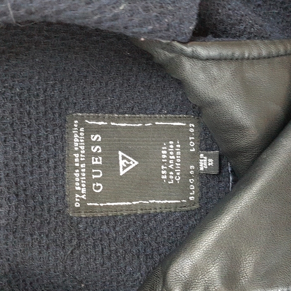 Sold Guess XS Navy Winter Coat with Leather & Silver Accents - Picture 2 of 6